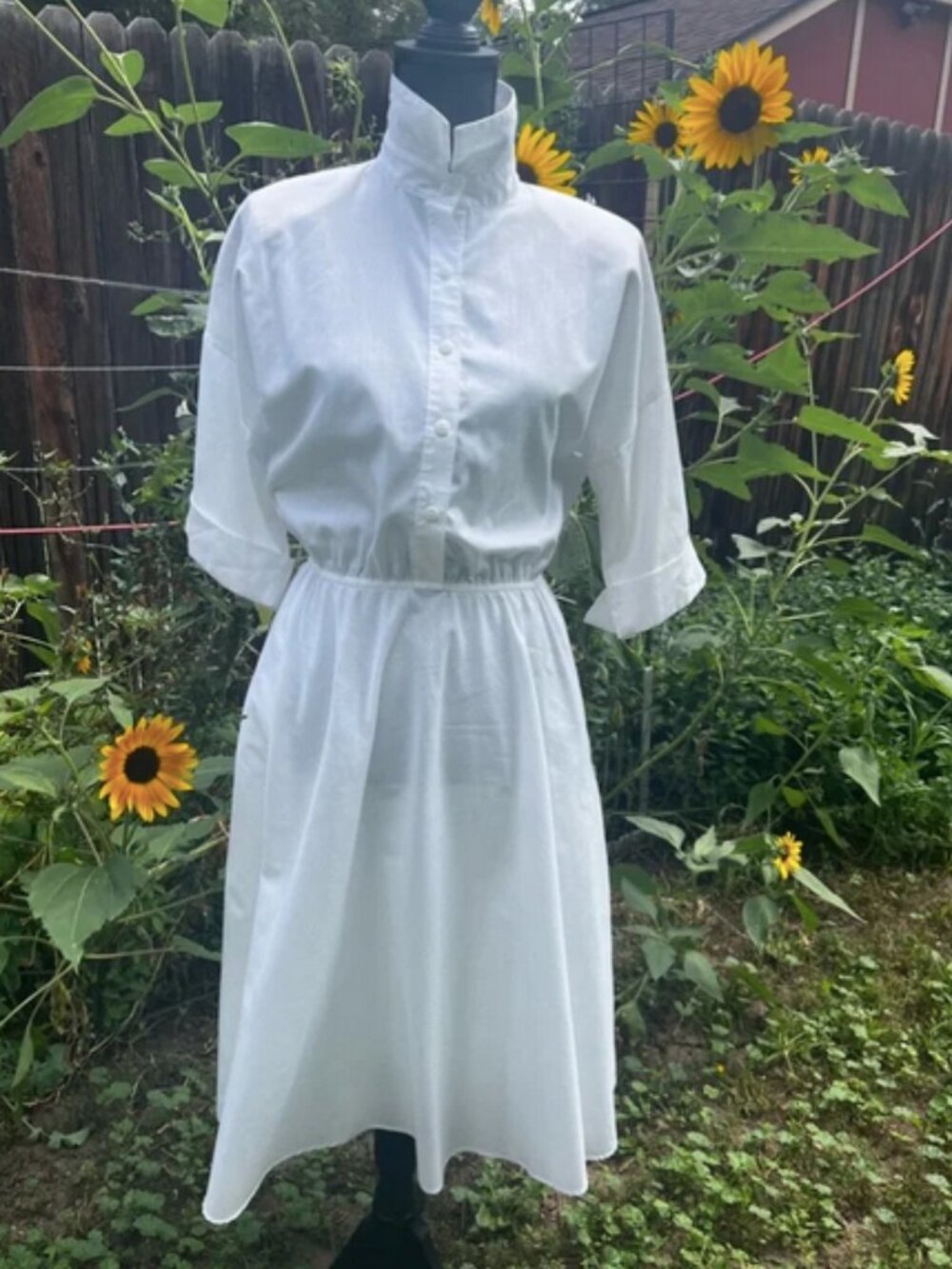 Vintage The American Shirt Dress Full A Line Skirt Solid White